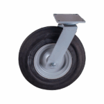 Stalen zwenkwiel, 400mm diameter, rubber loopvlak, kogellager, ZW696459