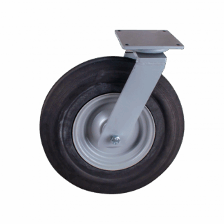 Stalen zwenkwiel, 400mm diameter, rubber loopvlak, kogellager, ZW696459