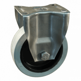 Rvs bokwiel, 80mm diameter, elastisch rubber loopvlak, kogellager, 108mm bouwhoogte, BW993345