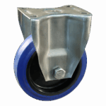 Rvs bokwiel, 80mm diameter, elastisch rubber loopvlak, rollager, 108mm bouwhoogte, BW524850