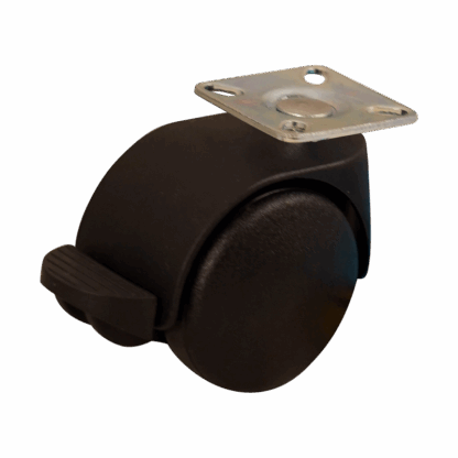 Kunststof zwenkwiel, 50mm diameter, TPE loopvlak, glijlager, wielrem, ZW493904