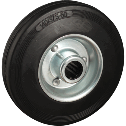 Stalen wiel, 140mm diameter, rubber loopvlak, rollager, LW462794