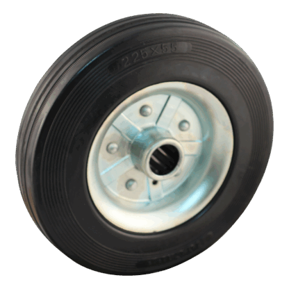 Stalen wiel, 225mm diameter, rubber loopvlak, rollager, LW511055