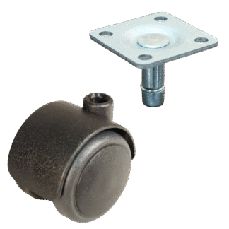 Kunststof zwenkwiel, 50mm diameter, TPE loopvlak, glijlager, ZW161619