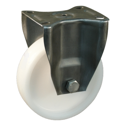 Rvs bokwiel, 80mm diameter, PA loopvlak, glijlager, 108mm bouwhoogte, BW630621