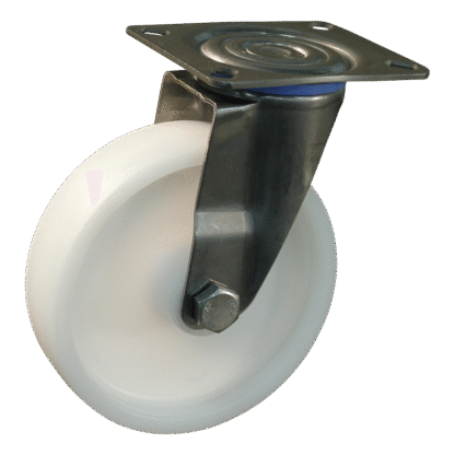 Rvs zwenkwiel, 80mm diameter, PA loopvlak, glijlager, ZW946708