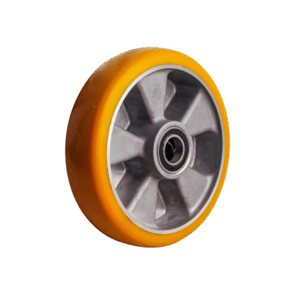 Aluminium wiel, 200mm diameter, PU loopvlak, kogellager, LW432100