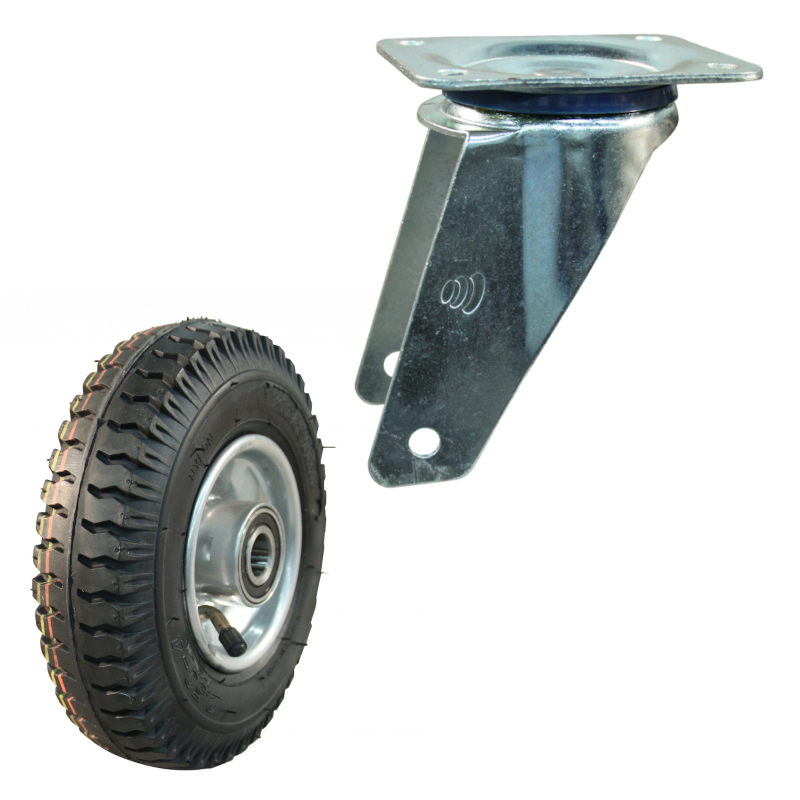 Stalen zwenkwiel, 220mm diameter, luchtband loopvlak, kogellager, ZW246695