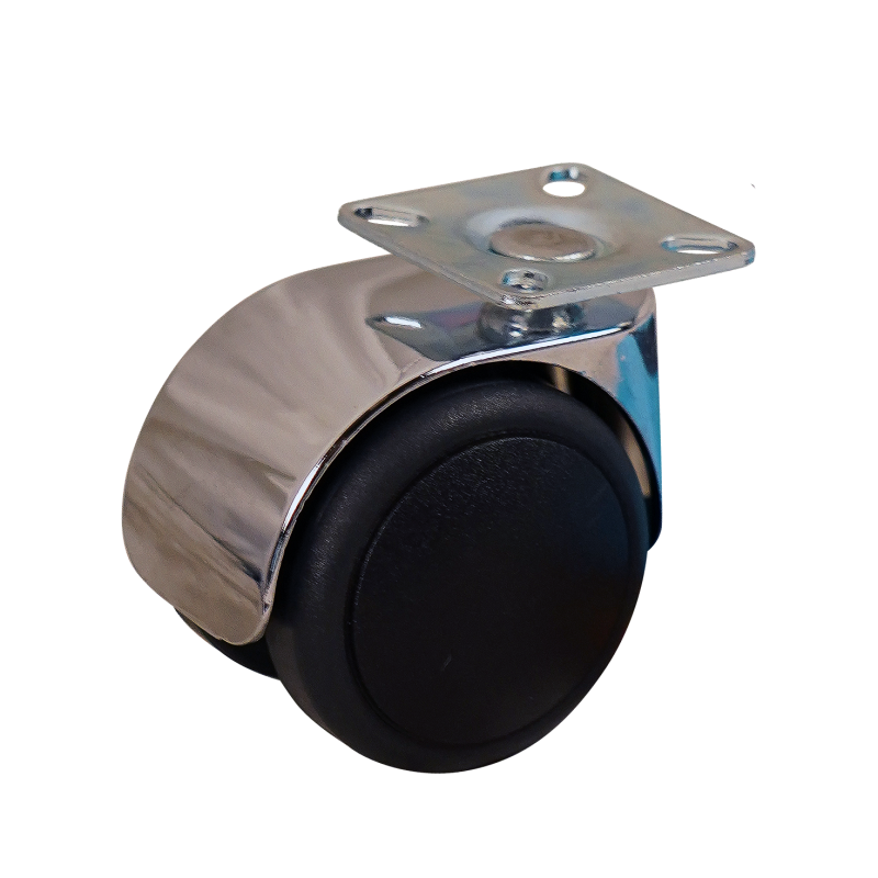 Verchroomd zwenkwiel, 50mm diameter, PU loopvlak, glijlager, ZW785877