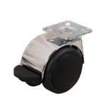 Verchroomd zwenkwiel, 50mm diameter, PU loopvlak, glijlager, wielrem, ZW337200