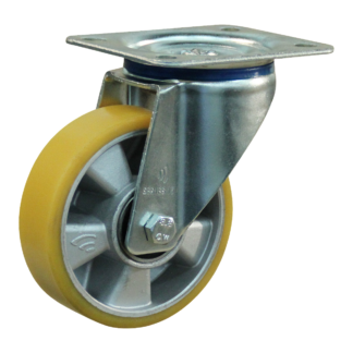 Stalen zwenkwiel, 100mm diameter, PU loopvlak, kogellager, ZW942788