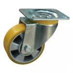 Stalen zwenkwiel, 160mm diameter, PU loopvlak, kogellager, ZW881081