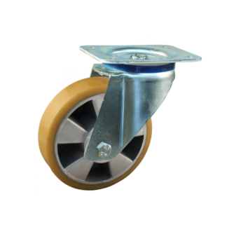 Stalen zwenkwiel, 150mm diameter, PU loopvlak, kogellager, ZW429477