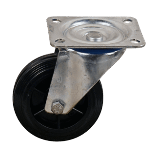 Staal zwenkwiel, 100mm diameter, TPE loopvlak, Rollager, ZW122383