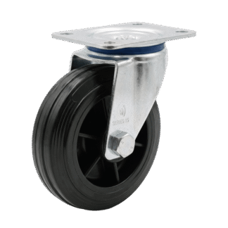 Staal zwenkwiel, 125mm diameter, TPE loopvlak, Rollager, ZW538943