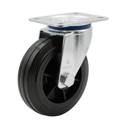 Staal zwenkwiel, 125mm diameter, TPE loopvlak, Rollager, ZW538943