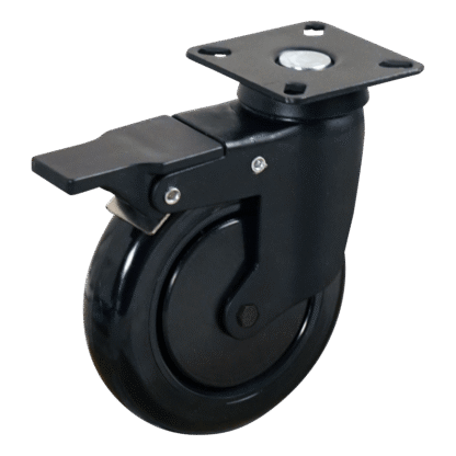 Stalen zwenkwiel, 100mm diameter, kogellager, dubbele rem naloop, ZW701769